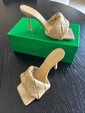 Bottega Veneta Lido Intrecciato Slide Mule Heels
